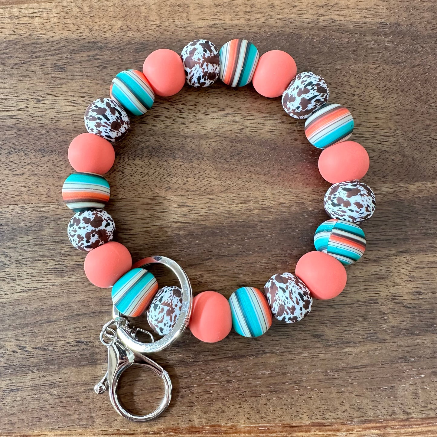 Silicone Bead Wristlet Keychain