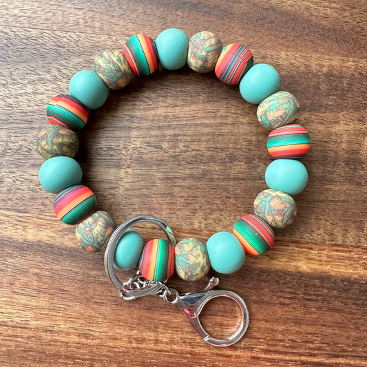 Silicone Bead Wristlet Keychain