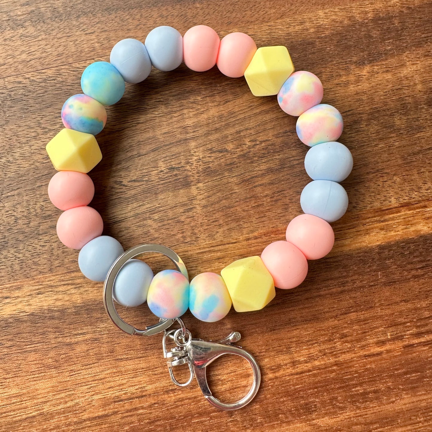 Silicone Bead Wristlet Keychain