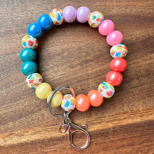 Silicone Bead Wristlet Keychain