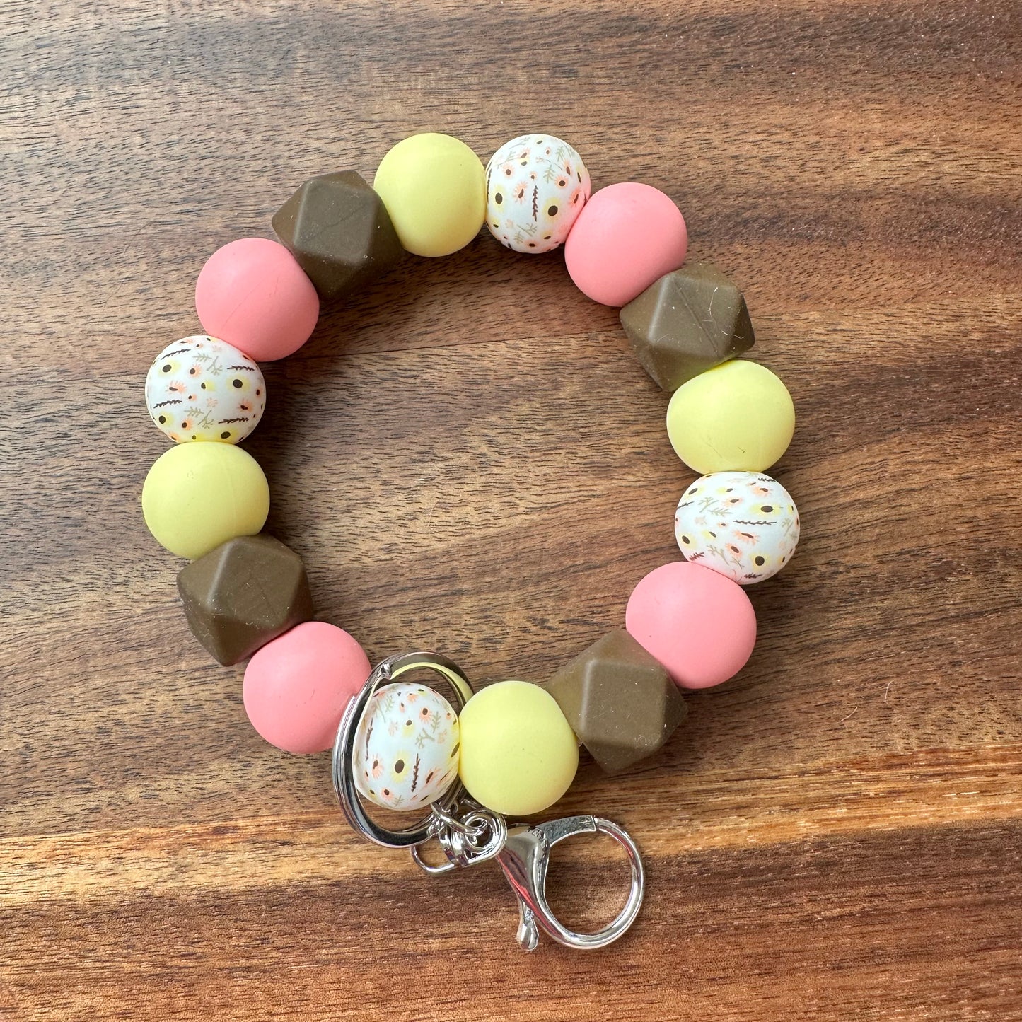 Silicone Bead Wristlet Keychain