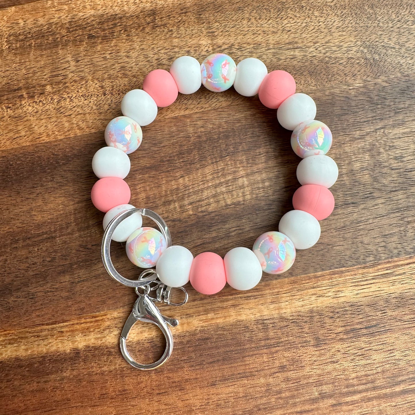 Silicone Bead Wristlet Keychain