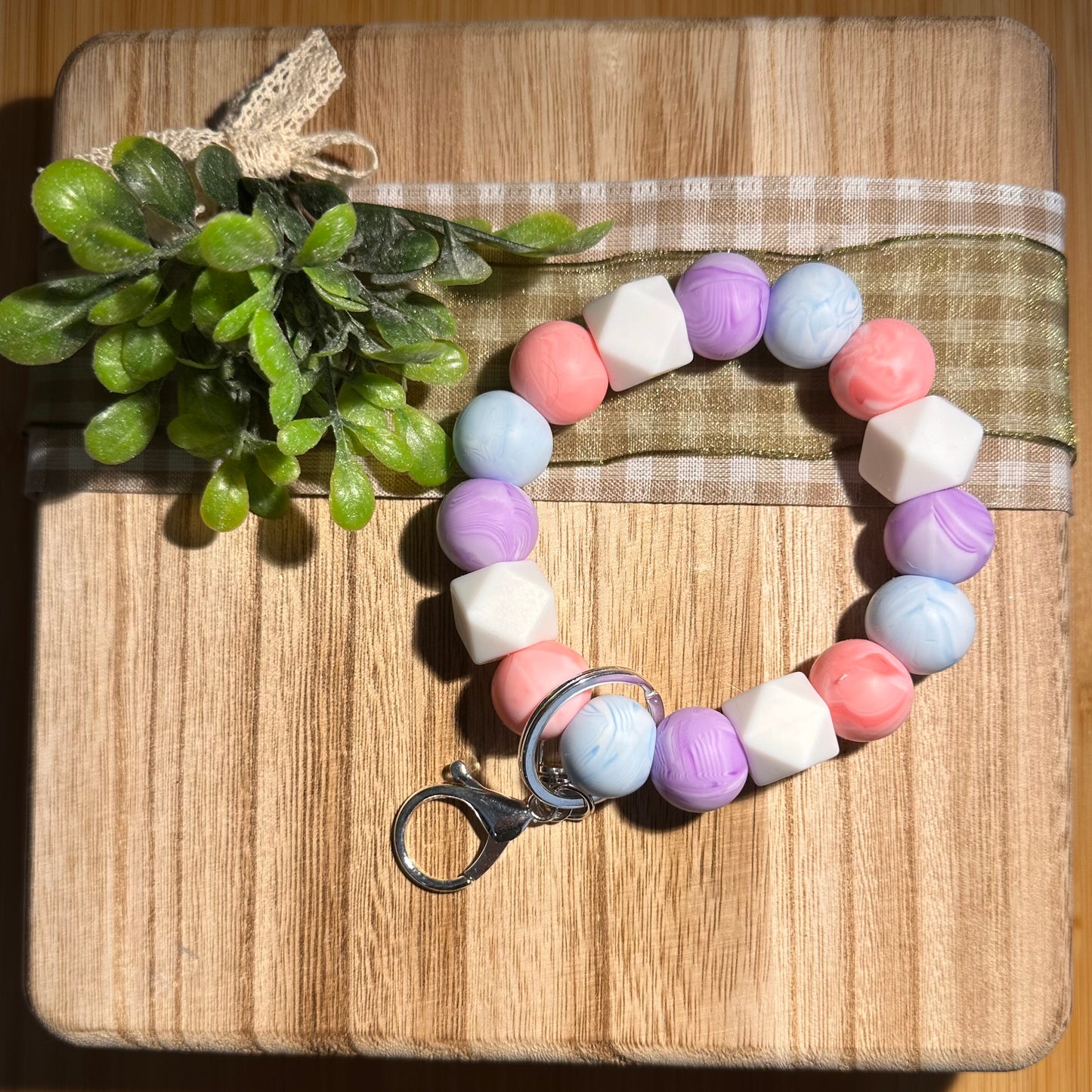 Silicone Bead Wristlet Keychain