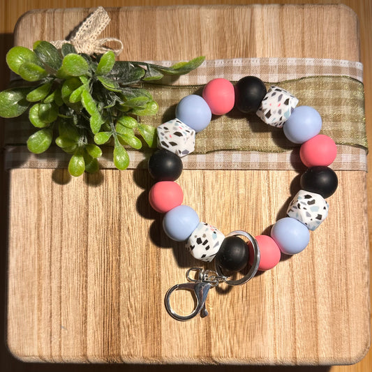 Silicone Bead Wristlet Keychain