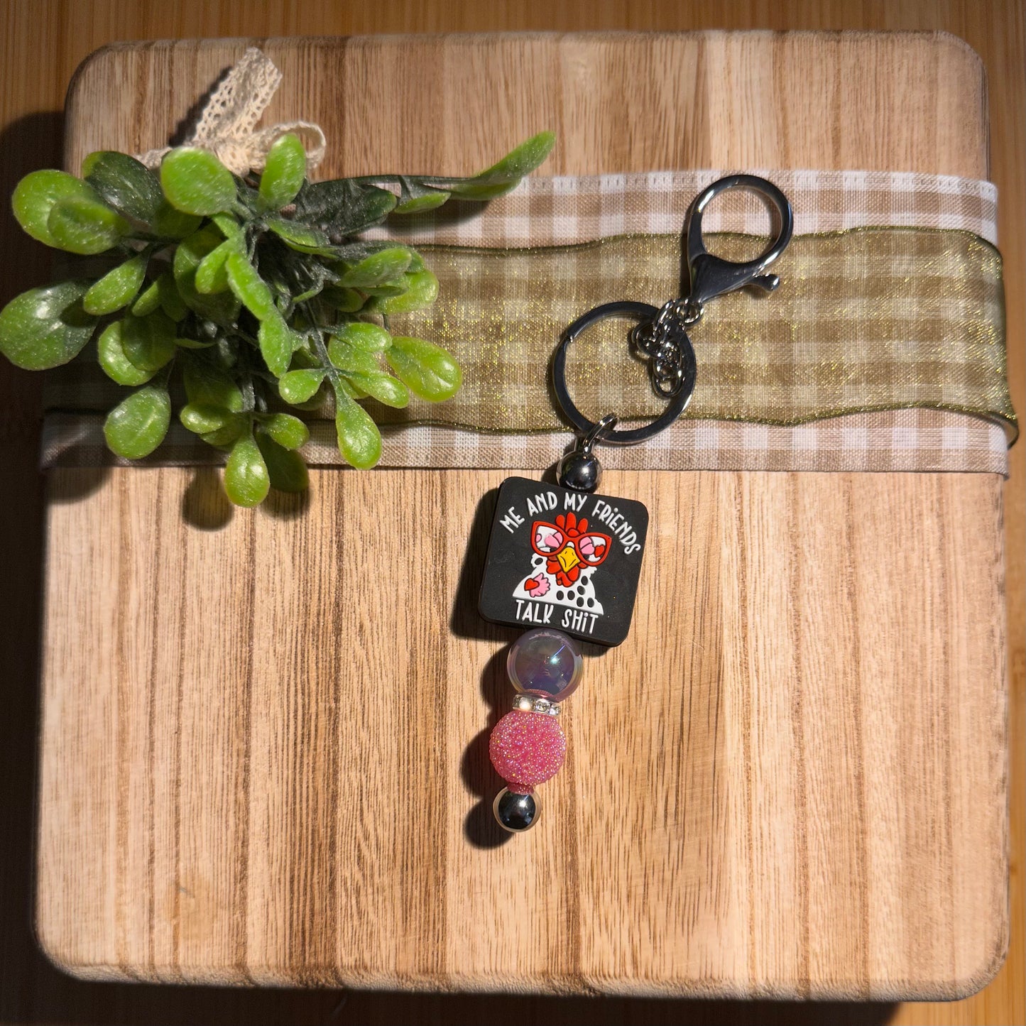 Silicone Beaded Bar Keychain