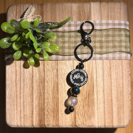 Silicone Beaded Bar Keychain