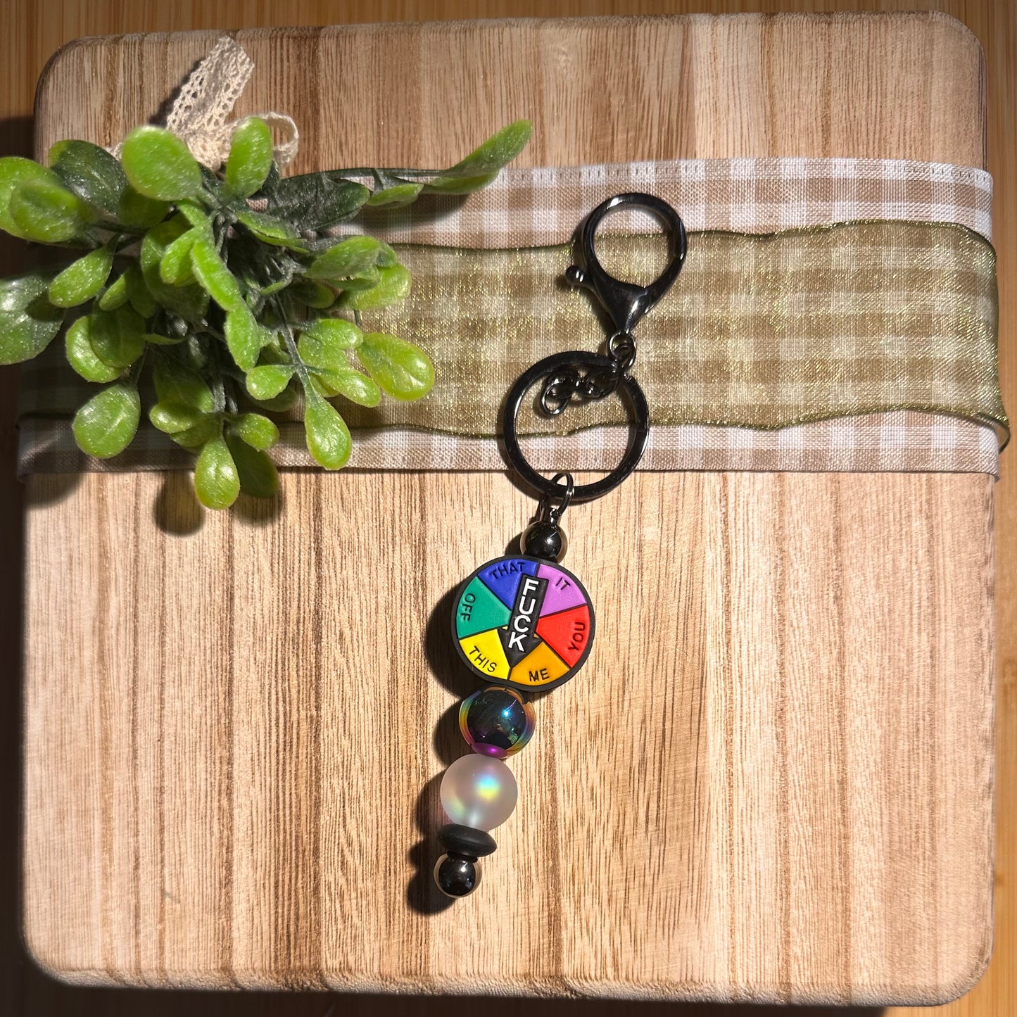 Silicone Beaded Bar Keychain