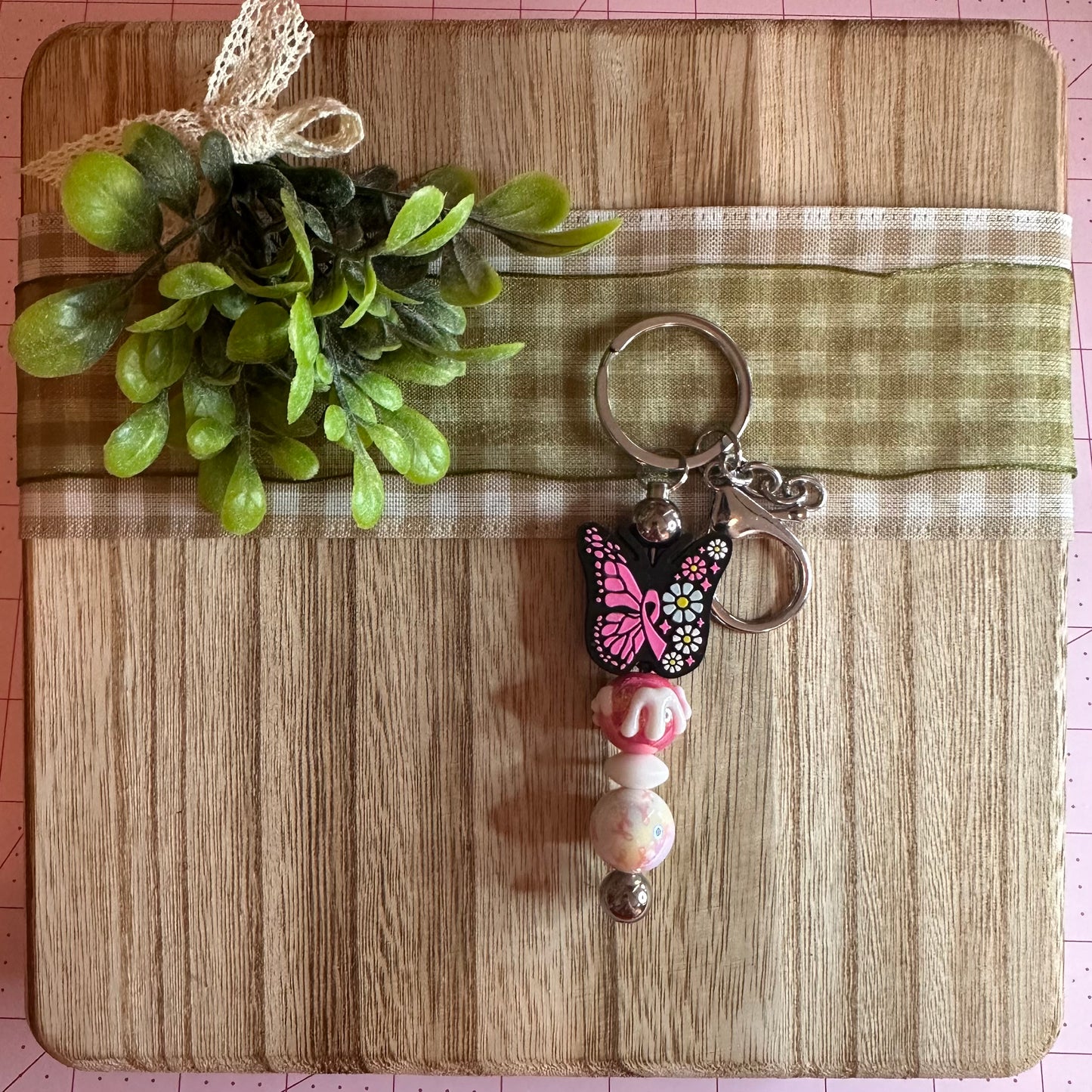 Silicone Beaded Bar Keychain