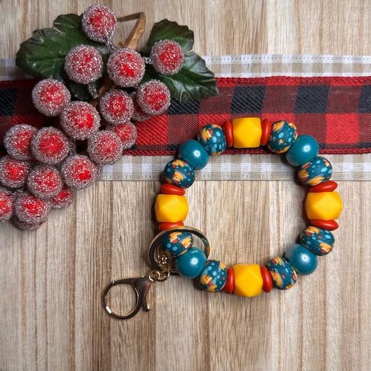 Silicone Bead Wristlet Keychain
