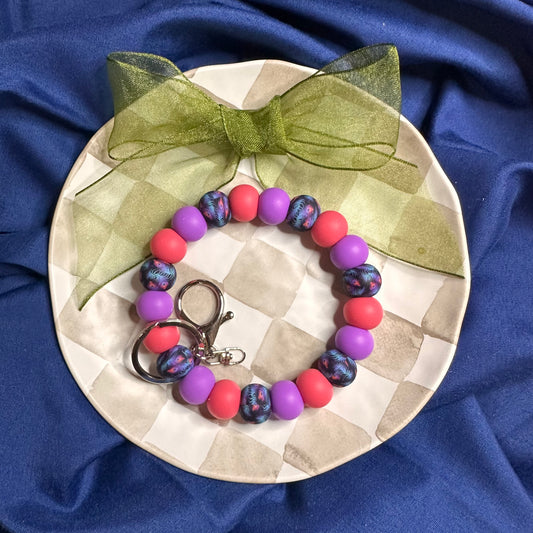 Silicone Bead Wristlet Keychain